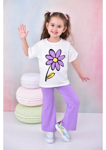 Kız Çocuk Papatya Baskılı Bisiklet Yaka 4/12 yaş Garson Takımı indirimleri