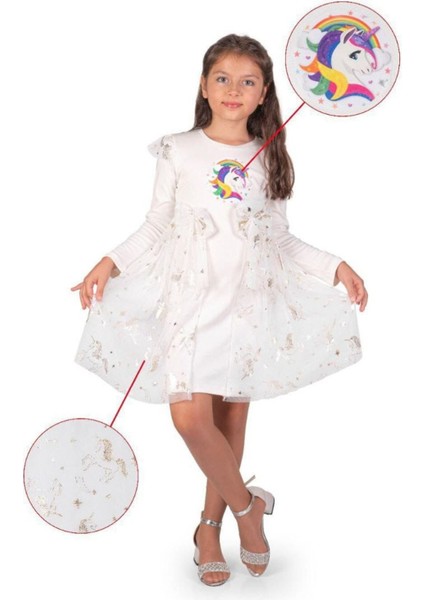 Unıcorn Elbisesi Parti Kıyafeti Dogum Günü ve Gösteri Elbisesi Kostümü modelleri