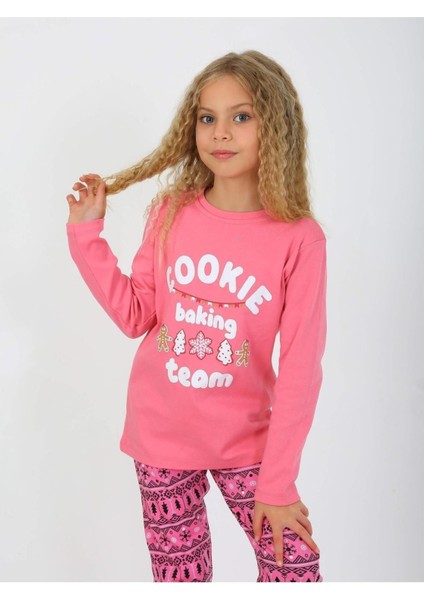 Kız Çocuk Uzun Kollu %100 Pamuklu Pijama Takımı 6/9 Yaş