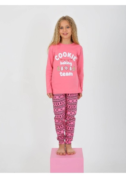 Kız Çocuk Uzun Kollu %100 Pamuklu Pijama Takımı 6/9 Yaş