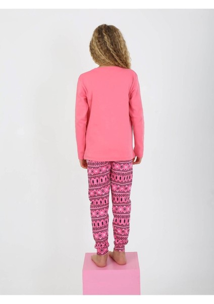 Kız Çocuk Uzun Kollu %100 Pamuklu Pijama Takımı 6/9 Yaş