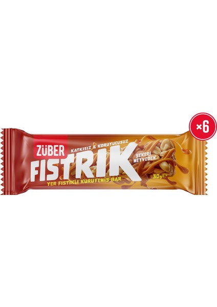 Fıstrık Yer Fıstıklı Kuruyemiş Bar 30G x 6 Adet
