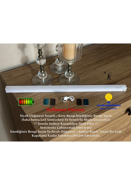 Hareket Sensörlü LED Işık 50CM Beyaz-Gün Işığı Ve İki Renk Karması fiyatları