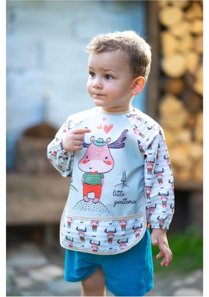 3 Adet Sıvı Geçirmez Zürafa Geyik Civciv Desen Bebek Mama Önlüğü 0-3 Yaş