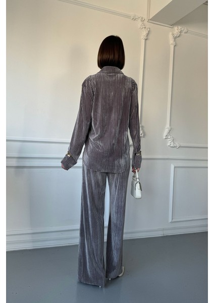 Premium Kadife Takım- Gri