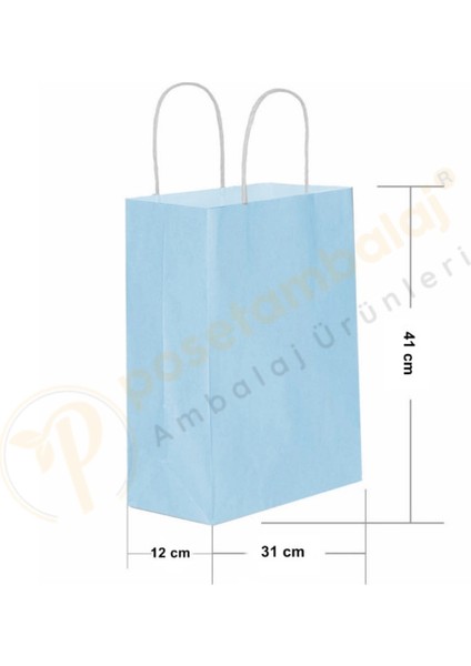 Mavi Kraft Çanta Büyük Boy 31X12X41 cm 25 Adet