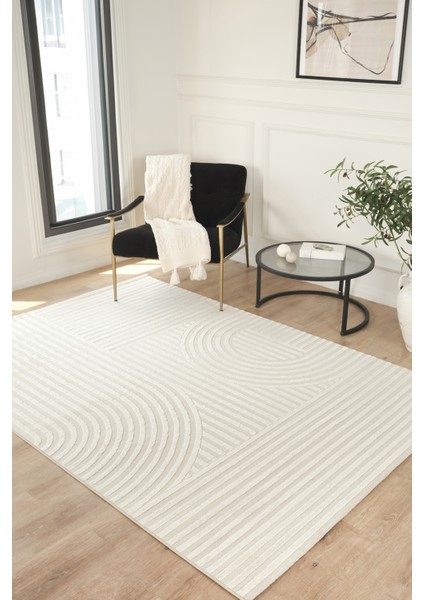 Modern Dokuma Halı Krem Yumuşak Dokulu Premium Salon Oturma Odası Yolluk Mutfak Halısı