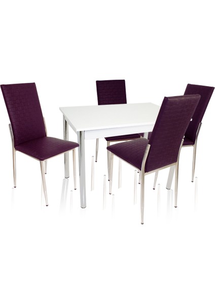 Akasya Gözde Mutfak Masa Takımı (Deri) - Mor
