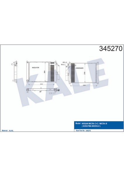 Mtxdpn Klima Kondenseri Nissan Micra 1.2-1.4 16V 02-10 Radyatör-Klima Birleşik Oto.-Mek. Al/al