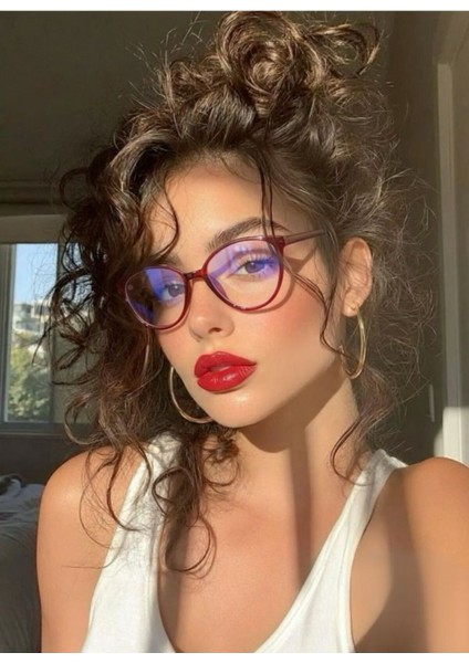 Victoria Bordo Cat Eye Mavi Işık Korumalı Blue Block Gözlük