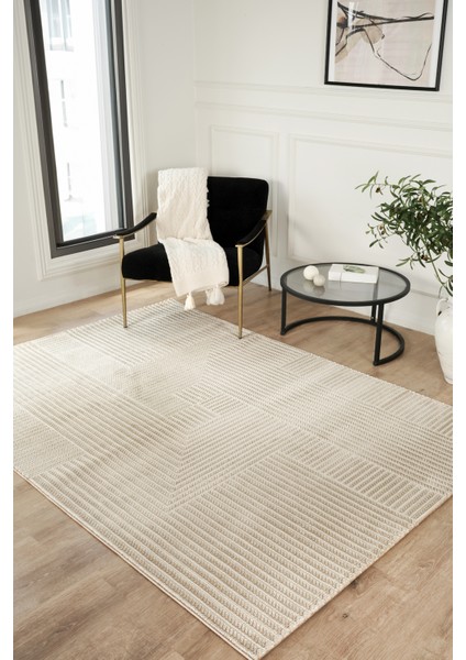 Modern Dokuma Halı Bej Yumuşak Dokulu Premium Salon Oturma Odası Yolluk Mutfak Halısı