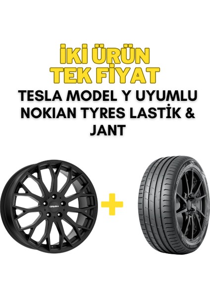 Tesla Model Y Uyumlu Nokian 255/45R19 Yaz Lastigi 4 Adet YILI:2023 + CA22 19" Jant 4 Adet