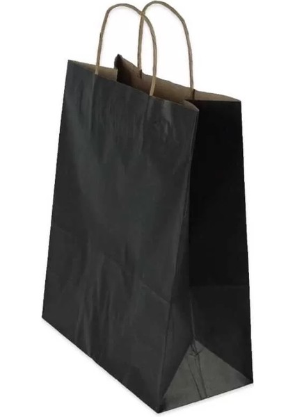 Siyah Kraft Çanta Orta Boy 25x12x31 cm 25 Adet modelleri