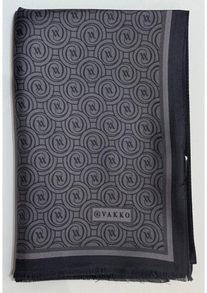 Tivil Monogram Ipek Şal 41407-KOYU Gri