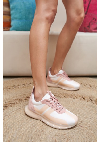 Fabiana Kadın Beyaz Pudra Seffaf Airtaban Detay Sneakers