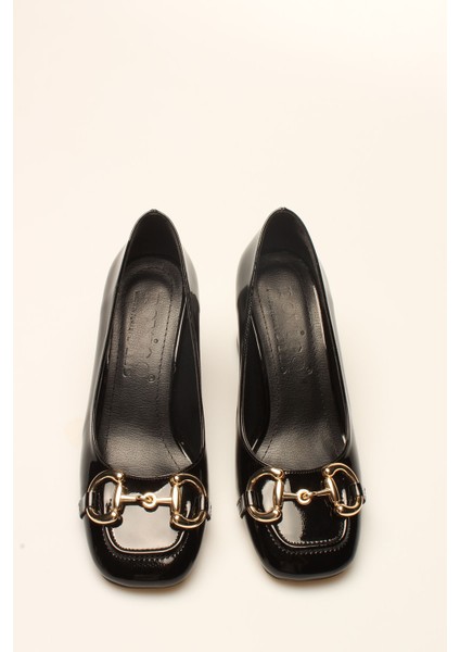 Idil Siyah Rugan Tokalı Kadın Topuklu