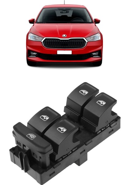 Skoda Fabia 4 2022-2025 Uyumlu Ön Sol Kapı Dörtlü Cam Açma Düğmesi 5G0959857