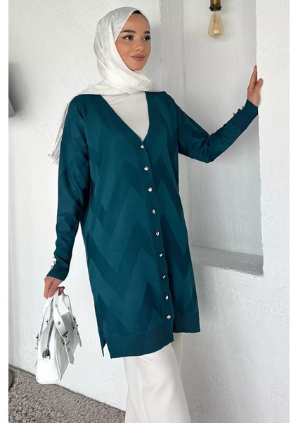 Ön Düğmeli Desenli Tesettür Triko Hırka (M-L-Xl Uyumludur) P-00018881 fiyatları