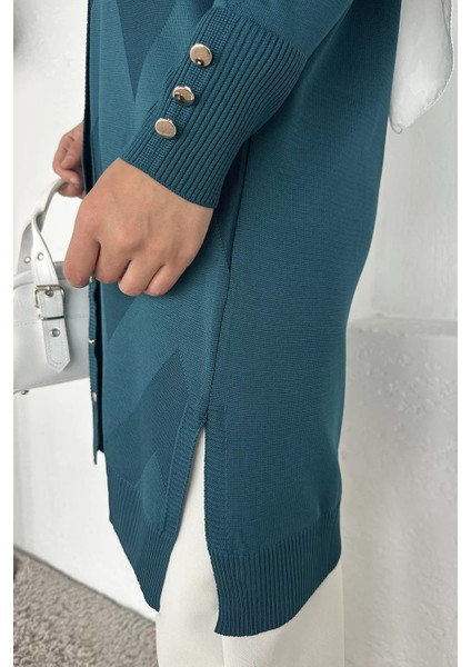 Ön Düğmeli Desenli Tesettür Triko Hırka (M-L-Xl Uyumludur) P-00018881 modelleri