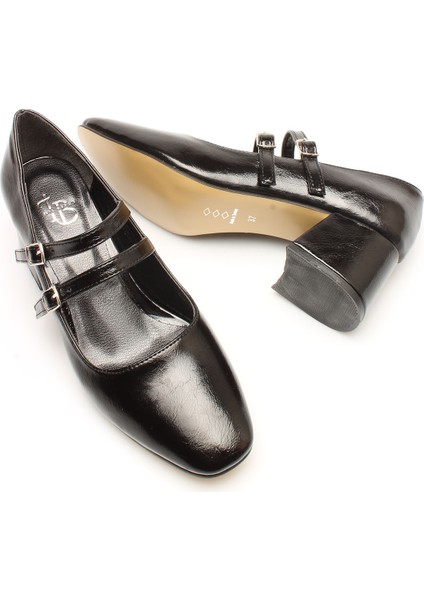 Idil Siyah Rugan Çift Bantlı Kadın Topuklu fırsatları