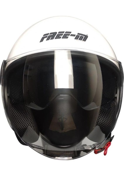 Motosiklet Yarım Kask Camlı Ce Onaylı Güneş Vizörlü Motor Kaskı Whıte