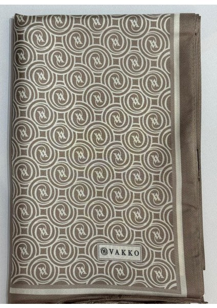 Tivil Monogram Ipek Şal 41407-KOYU Bej Ekru