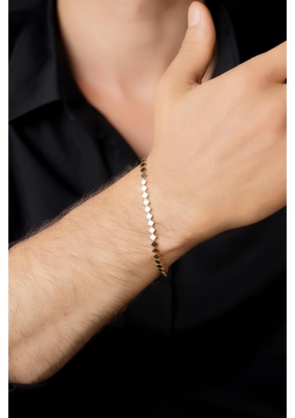 14 Ayar Altın Yonca Dizisi Erkek Bileklik