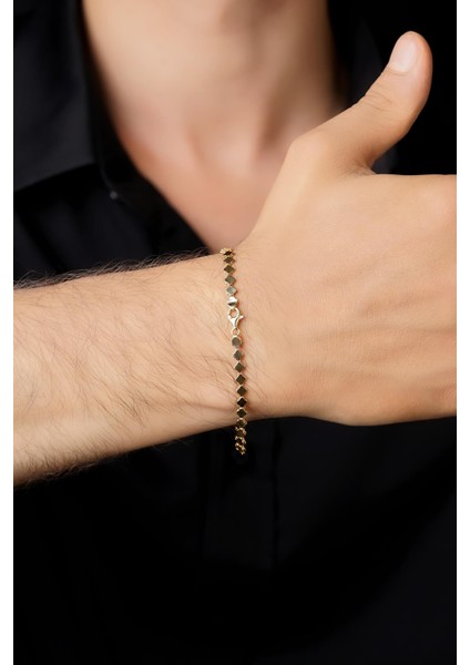 14 Ayar Altın Yonca Dizisi Erkek Bileklik fırsatları