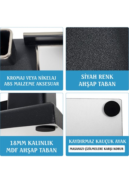 Nevila Siyah Ahşap Tabanlı Lüks Masa Isimliği Isimlik ve Kalemlik Seti Yeni Iş Ofis Hediyesi indirimleri