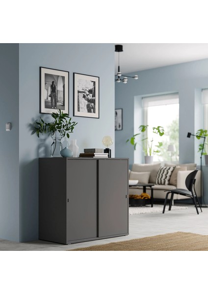 Vıhals Sürgü Kapaklı Dolap Koyu Gri 95 x 47 x 90 cm modelleri