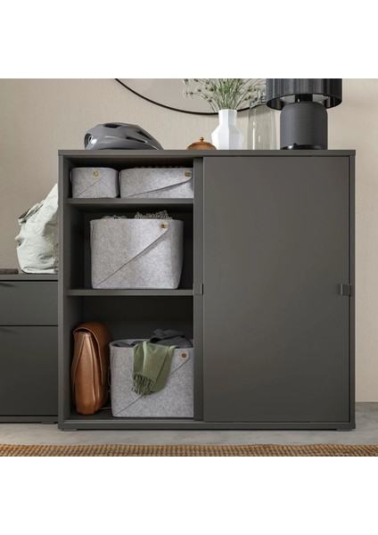 Vıhals Sürgü Kapaklı Dolap Koyu Gri 95 x 47 x 90 cm fırsatları