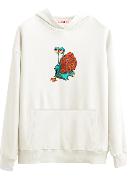 Renkli Salyangoz Baskılı Premium 3 Iplik Şardonlu Kapüşonlu Unisex, Kadın, Erkek Hoodie Sweatshirt