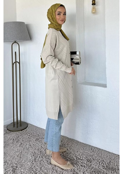 Desenli Ön Düğmeli Tesettür Triko Hırka (M-L-Xl Uyumludur) P-00018882 fiyatları