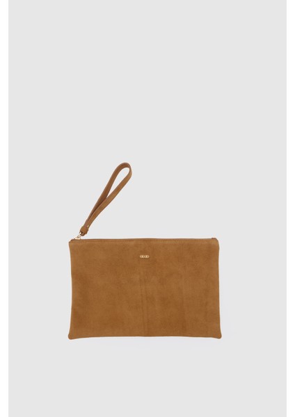 Suvea Vizon Süet Hakiki Deri Clutch