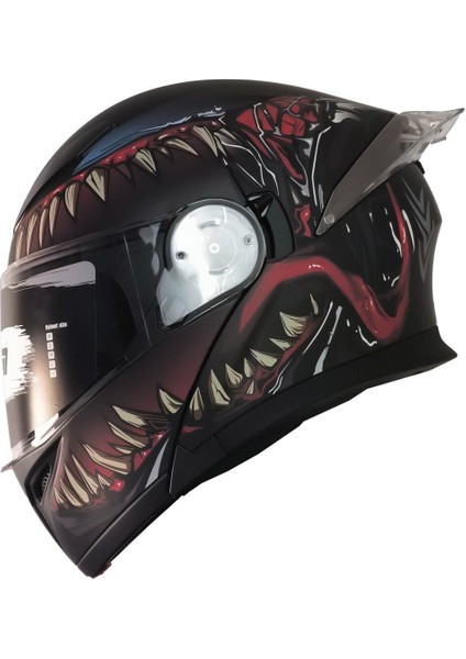 Motosiklet Çene Açılır Kask Ece 22.06 Güvenlik Sertifikalı Güneş Vizörlü Motor Kaskı Swamp