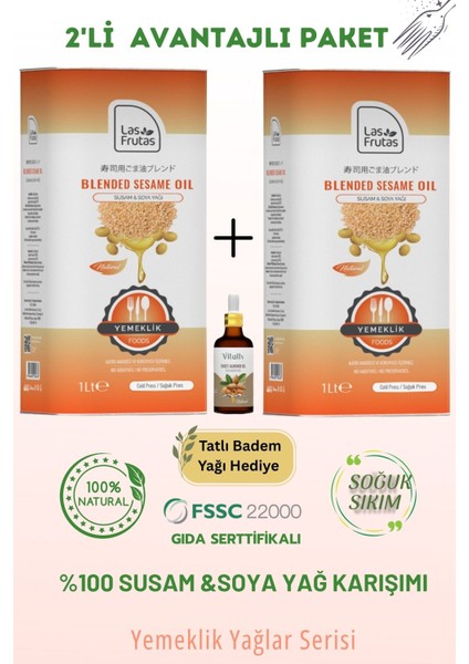 Yemeklik Susam & Soya Bitkisel Yağ Karışımı 1 Litre 2'li