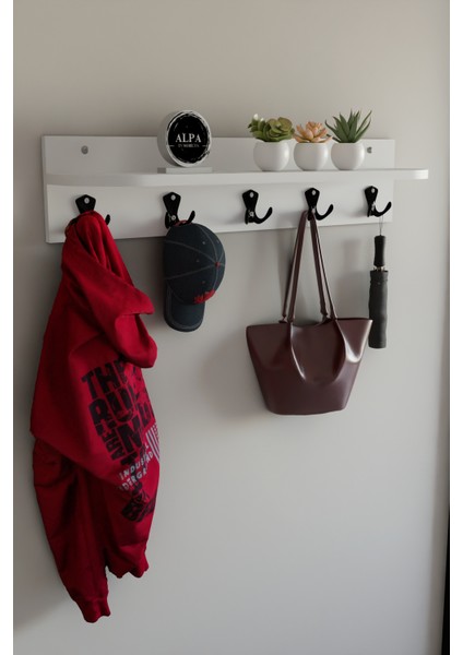 Raflı 5 Askılı Portmanto Duvar Askılığı, Elbise Askılığı, Modern Tasarım Organizer Askılık fiyatları