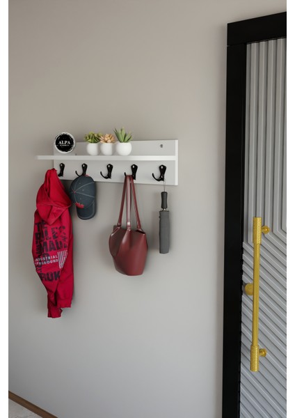 Raflı 5 Askılı Portmanto Duvar Askılığı, Elbise Askılığı, Modern Tasarım Organizer Askılık modelleri