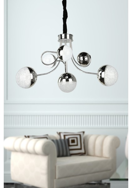 Larin Ledli 7 .li Avize Krom Kaplama