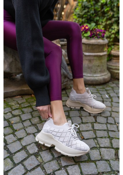 Yannis Kadin Pudra Trıko Sneakers modelleri