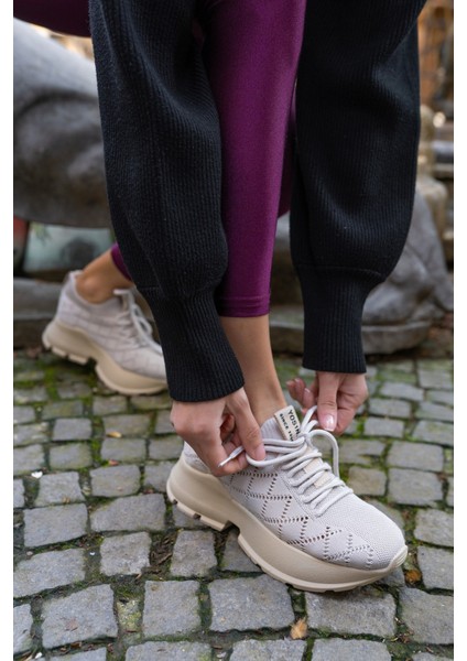 Yannis Kadin Pudra Trıko Sneakers