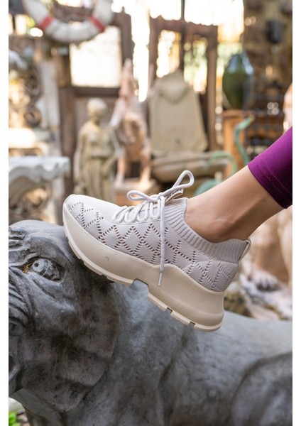 Yannis Kadin Pudra Trıko Sneakers