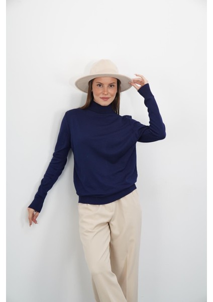 Yarım Balıkçı Yaka Triko-Lacivert