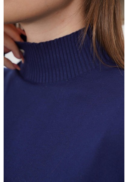 Yarım Balıkçı Yaka Triko-Lacivert modelleri