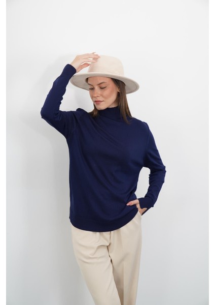Yarım Balıkçı Yaka Triko-Lacivert