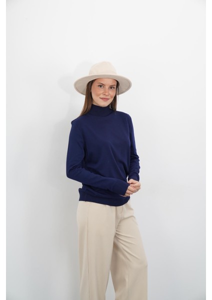 Yarım Balıkçı Yaka Triko-Lacivert