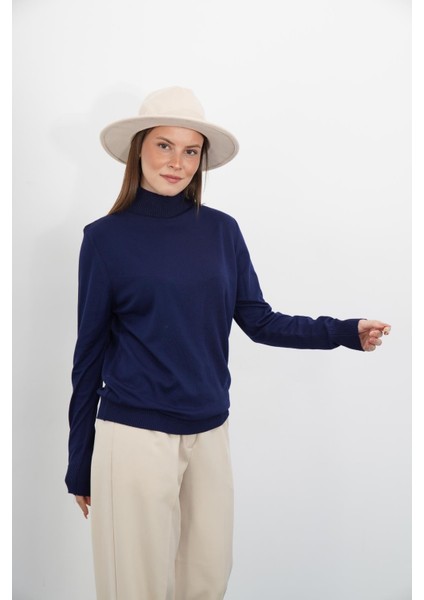 Yarım Balıkçı Yaka Triko-Lacivert