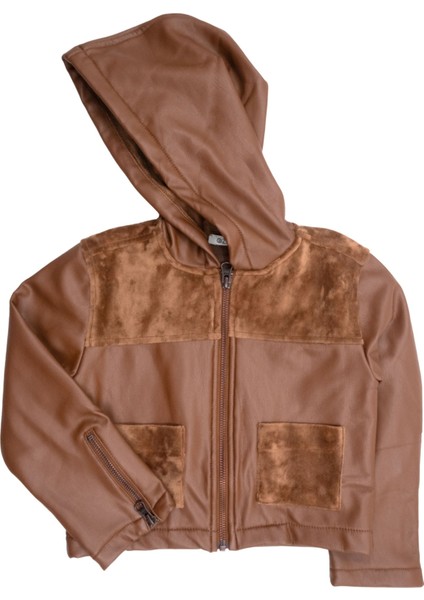 Içi Kadife Kaplı Suni Deri Kapüşonlu Kışlık Kız Çocuk Mont fiyatları