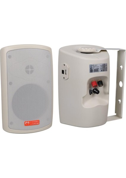 Mv-36 11 cm 50 Watt Komütatörlü Hat Trafolu Krem Beyaz Sütun Hoparlör (2'li Takım)