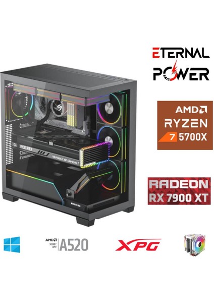 E.power Ryzen 7 5700X 32G Ddr4 1tb M.2 RX7900XT A520 T750W